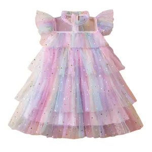 2024 Thiết Kế Toddler Tutu Dresses Sinh Nhật Ăn Mặc Công Chúa Trẻ Sơ Sinh Sequin Lớp Ăn Mặc Cho Cô Gái Của 2-7 Năm