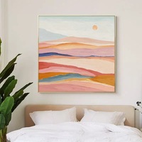 Peinture à l'huile de paysage moderne nordique style Morandi, décoration murale suspendue pour entrée et couloir, thème lever de soleil