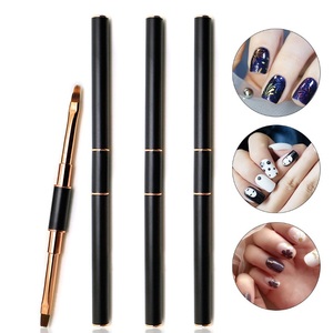 Pinceaux à ongles en gel Aurora jaune ambre 2025, poils en nylon, pinceau plat ovale pour liner en gel, pinceaux à ongles pour nail art, emballage personnalisé, 5 pièces/ensemble - Product Image 2