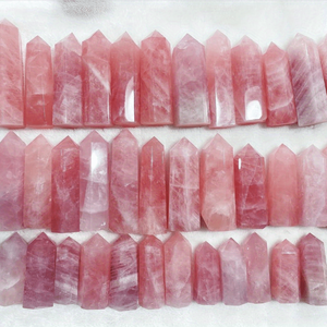 Pilares de cristal de cuarzo rosa al por mayor [boho], cristal para atraer la riqueza, piedra decorativa, fragmentos de piedra en bruto tallados, mineral - Product Image 3