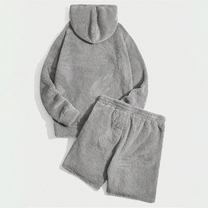Ensemble de survêtement en polaire Sherpa pour homme KingSen de haute qualité, avec cordon de serrage, coupe ample, en polaire Teddy douce, OEM - Product Image 5