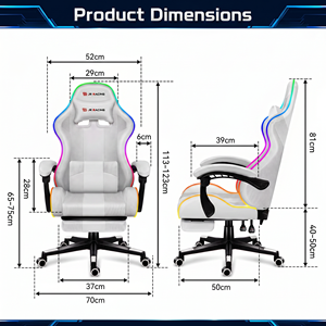 Chaise <span class=keywords><strong>Gamer</strong></span> en Gros, Fauteuil Inclinable <span class=keywords><strong>Pas</strong></span> <span class=keywords><strong>Cher</strong></span> pour PC, Chaise d'Ordinateur en Cuir RGB, Chaise de Jeu avec LED pour Gamers - Product Image 2