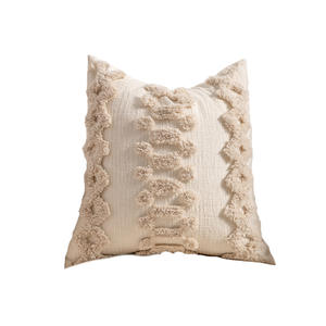 Cozy Cotton Throw Pillow <b>Covers</b> Square Geometric Pattern Boucle Yarn Edge Decorative Cushion Cases For <b>Sofa</b> Bed Home Decor - Product Image 5