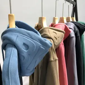 GDTEX toptan yüksek kalite özel kazak Hoodie Streetwear 100% ağır pamuk Premium Unisex ağır 3D kabartmalı Hoodie