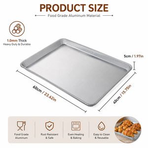 Plaque de cuisson carrée en alliage d'aluminium antiadhésive 40x60cm en gros, en stock, pour la cuisson à domicile de biscuits, pains et gâteaux - Product Image 6