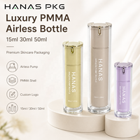 Flacon pompe sans air en PMMA de 15 ml, 30 ml, 50 ml, contenant de luxe pour sérum de soin de la peau, distributeur de lotion cosmétique avec pompe dorée, emballage personnalisé