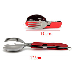Bộ Dao Kéo Gấp Đa Năng 4 Trong <span class=keywords><strong>1</strong></span> Có Thể Tháo Rời, Bộ Nĩa Và Dao Bằng Thép Không Gỉ, Bộ Dụng Cụ Cắm Trại Ngoài Trời - Product Image 2