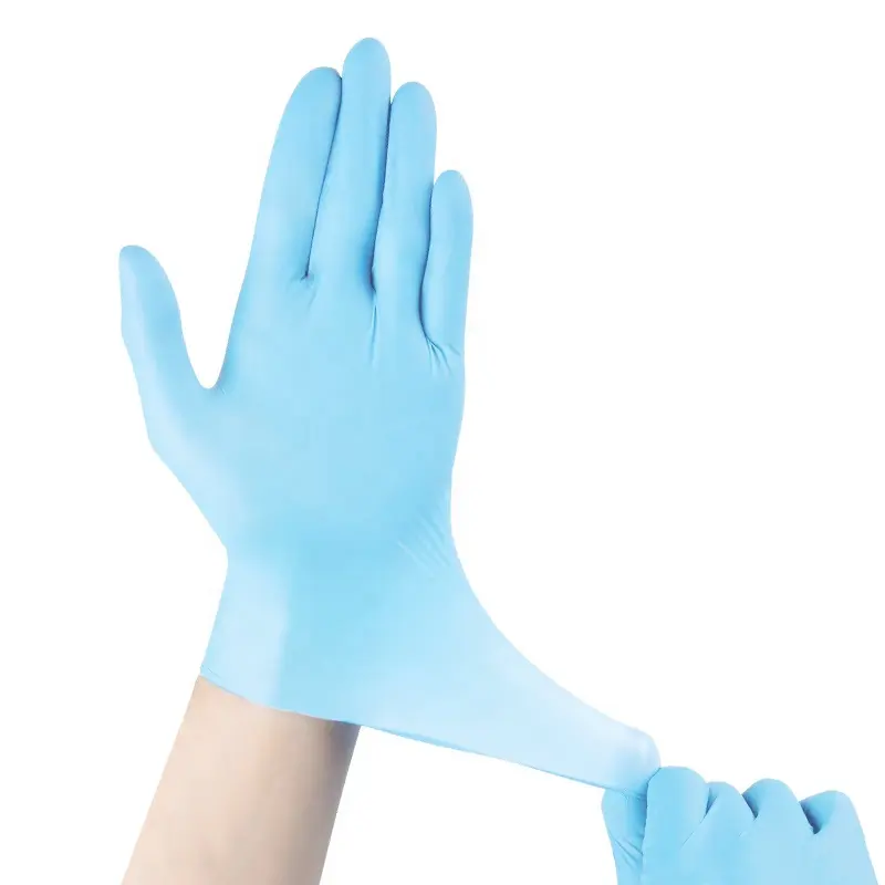 Gants bleus de sécurité pour épreuve médical, 100 pièces, de haute qualité, manicle en Nitrile jetables, sans poudre, écran tactile chimique