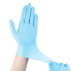 Gants bleus de sécurité pour épreuve médical, 100 pièces, de haute qualité, manicle en Nitrile jetables, sans poudre, écran tactile chimique