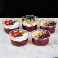 Contenants ronds jetables en PET transparent avec logo personnalisé pour la vente en gros – Idéaux pour gâteaux, yaourts, salades, smoothies et bols d'açaï