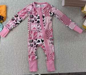 Romper Rajut Bambu Anak-Anak ODM Custom Yy 200-220gsm dengan Resleting Dua Arah, Cetak Transfer Panas, Motif Traktor Kasual untuk Musim Gugur - Product Image 1