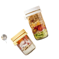 Gobelet portable pour overnight oats avec couvercle et cuillère, gobelet pour smoothie petit-déjeuner, bol à yaourt, gobelet à céréales, boîte bento pour fruits