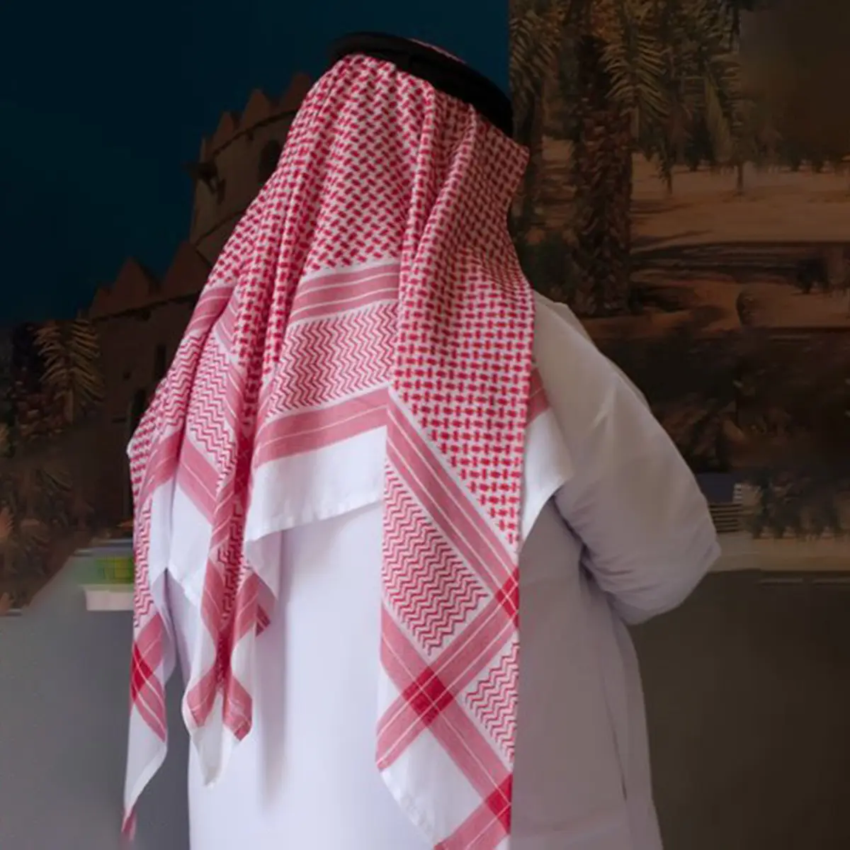 Adulto Saudi Palestine kefiah Red Shemagh arabo Premium Wrap copricapo musulmano foulard per uomo