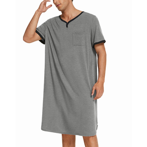 Venta al por mayor de primavera y verano, ropa de salón para <span class=keywords><strong>hombre</strong></span>, pijamas de manga corta, camisón largo informal de color contrastante para <span class=keywords><strong>hombre</strong></span> - Product Image 1