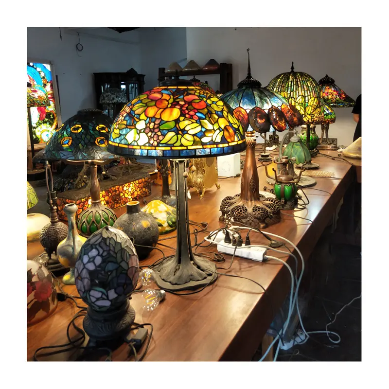 ZF Factory direct cheap table lamp tiffany style antique table lamp stained glass small table lamp made in China