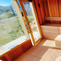 Ruang Sauna Uap Luar Ruangan dengan Kaca Tempered untuk Privasi, untuk 2-6 Orang, Dilengkapi dengan Tungku Sauna dan Gym Taman