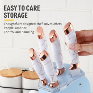 Wholesale Kitchen Knife Set Chef Knife Scissors Non-stick Coating Stainless Steel Kitchen Knife Set with <b>Acrylic</b> <b>Block</b> - Product Image 6