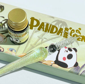 Stylo à plume en verre en spirale fait à la main, stylo à encre en verre multicolore en cristal, mignon motif panda, stylo d'écriture vintage pour calligraphie - Product Image 5