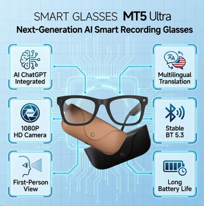Gafas Inteligentes MT5 ULTRA 2026, IP65, ENC, Micrófono Dual, Traducción por IA, Cámara 1080P, Activación por Voz, Estuche de Carga - Product Image 2