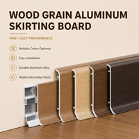Plinthe en aluminium à grain de bois moderne, personnalisée OEM, pour bordure de sol et base murale, idéale pour la maison, le bureau et l'hôtel