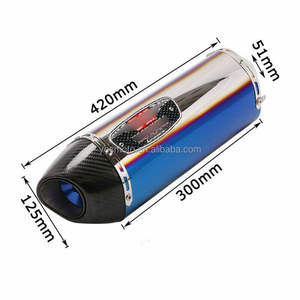 カワサキBMWG <span class=keywords><strong>310</strong></span> <span class=keywords><strong>GS</strong></span>用サイレンサー付き38-51mmスクータースチールエキゾーストパイプマフラーチューブブルー - Product Image 1