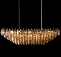 Lustre en cristal champagne de luxe léger, personnalisable, non standard, pour hôtel, villa, salle à manger, luminaire suspendu rectangulaire universel
