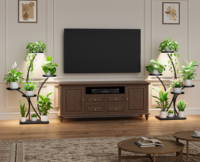 Support pour plantes avec éclairage LED à spectre complet, étagère d'angle en bois et métal de 39 pouces, plateau surélevé, étagère intérieure
