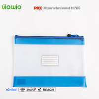 Organisateur en maille PVC transparente personnalisé UIOWIO B5 B4 A3 A4 A5 A6, sac de papeterie imperméable coloré A4 avec fermeture éclair pour le bureau