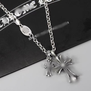 Collier Hip Hop CH Cross, Personnalisé, Tendance, Niche Homme et Femme, Punk, Rétro, Pendentif Double Croix, Couple - Product Image 1
