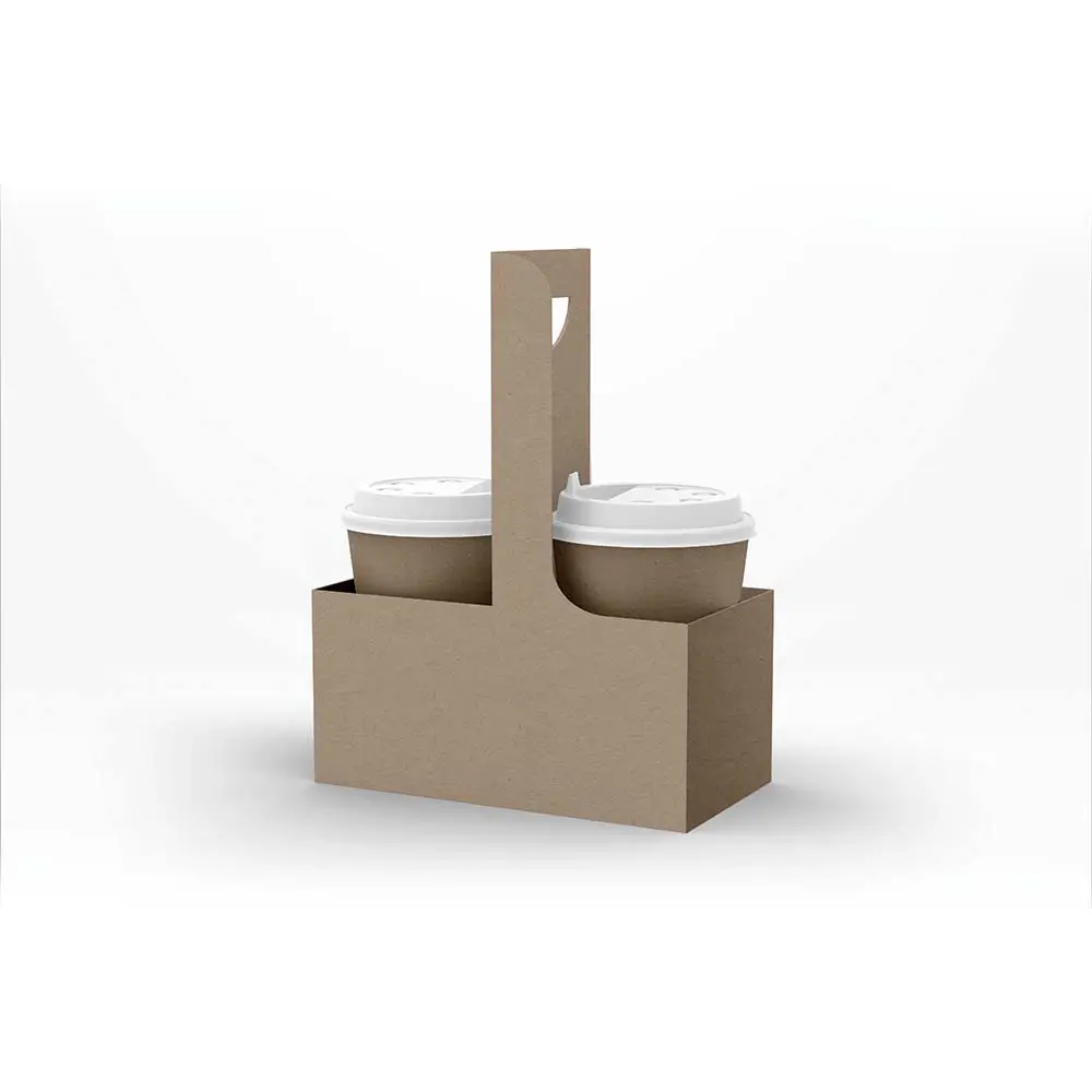 Groothandel Kartonnen Cup Houders Koffie Papier Cup Box Herbruikbare Kraft Nemen Weg Carrier