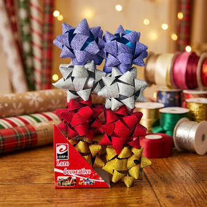 Erpsl Polypropylene Reusable Star Shape Decorative <b>Bow</b> 2 Inch Glitter Mixed Colors Gold Silver <b>Red</b> Blue 12 Pack - Product Image 4