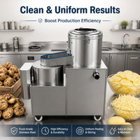 Machine à éplucher et à couper les pommes de terre de grande capacité 500 kg/h, machine intégrée automatique pour éplucher et trancher les légumes pour la restauration