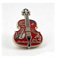Badge en métal émaillé personnalisé en forme de violon, écusson souvenir de musique jazz, emblème 2D pour cadeau de voyage