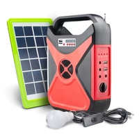 Kit d'éclairage domestique portable et rechargeable avec lampe solaire, ampoule intérieure, radio et musique