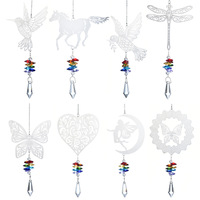 Attrape-soleil, article transfrontalier très demandé de Yiwu, carillon éolien en métal et cristal coloré au design pastoral, décoration suspendue DIY en forme de papillon pour