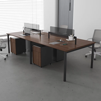 MEKIA Ensemble de bureau commercial en acier avec chaise de bureau, table d'ordinateur moderne pliable et ignifuge, poste de travail à écran, 4 places