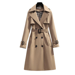Version coréenne <span class=keywords><strong>Trench</strong></span>-coat haut de gamme pour femmes XS <span class=keywords><strong>Petite</strong></span> Style britannique printemps automne mi-long nouveau manteau chaud à double boutonnage - Product Image 1
