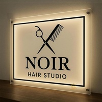 Enseigne circulaire en acrylique rétroéclairée par LED personnalisée pour salon professionnel, logo lumineux, enseigne de devanture de magasin illuminée