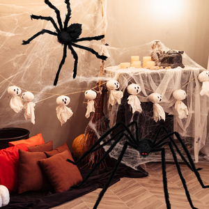 Décorations d'Halloween araignées géantes, araignées artificielles réalistes noires et poilues, grandes araignées pour l'intérieur, l'extérieur, la cour, le jardin, la fête, la maison - Product Image 5