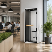 Cabine de bureau insonorisée acoustique, modulaire, matériaux écologiques, avec table électrique réglable en hauteur