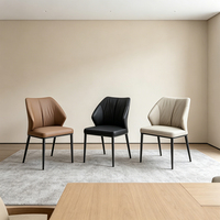 Chaise de salle à manger moderne et minimaliste en cuir PU avec pieds en métal, chaise de bar durable et portable pour la maison, la cuisine et la salle à manger