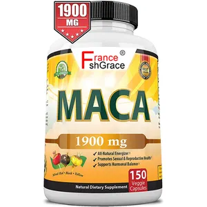 جذر الماكا العضوي الأسود والأحمر والأصفر 1900 مجم للتقديم-150 كبسولات نباتية من جذور الماكا من بيرو 100% النقي غير GMO S