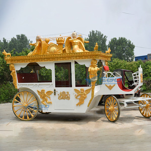 Calèche de mariage électrique sculptée dorée, calèche sans chevaux pour le tourisme, véhicule de tourisme royal électrique - Product Image 1