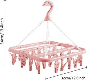 32 Clips Detachable Flexible Folding Clothes Hanger Bag Windproof Socks Underwear Plastic <b>Drying</b> <b>Rack</b> High Quality Space Tools - Product Image 2