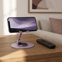 Support de téléphone portable et tablette en métal, rotatif à 360 degrés, pliable et réglable, pour bureau