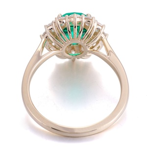 แหวนทองคำ 14k ดีไซน์ใหม่รูปทรงดอกไม้ ประดับพลอยลาบบูร์จากโคลอมเบีย สไตล์วินเทจ ประดับเพชร สำหรับผู้หญิง ฉลองครบรอบแต่งงาน - Product Image 2