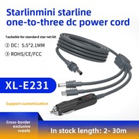 Pengisi daya mobil tiga dalam satu Starlink kabel daya DC tembaga murni jaket PVC pemantik rokok kabel USB tipe-c untuk penggunaan mobil