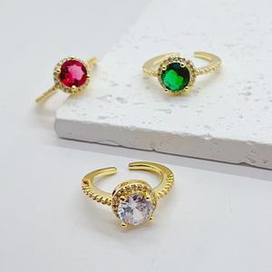 High Quality Classic Round Colorful Stone <b>Rings</b> for Women <b>Crystal</b> Zircon Micro Paved Wedding Band Engagement Jewelry Gift - Product Image 1
