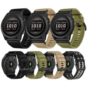 Correa de nailon de lona Tschick para <span class=keywords><strong>Garmin</strong></span> Fenix <span class=keywords><strong>7</strong></span> 6X 6 <span class=keywords><strong>Pro</strong></span> 5X 5 3HR, correa de reloj deportiva para <span class=keywords><strong>Garmin</strong></span> Band 22mm 26mm, accesorios de pulsera - Product Image 2