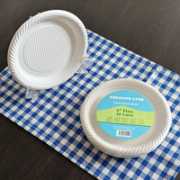 Assiettes jetables rondes en amidon de maïs biodégradables, écologiques, résistantes et réutilisables pour le camping et les fêtes, compostables